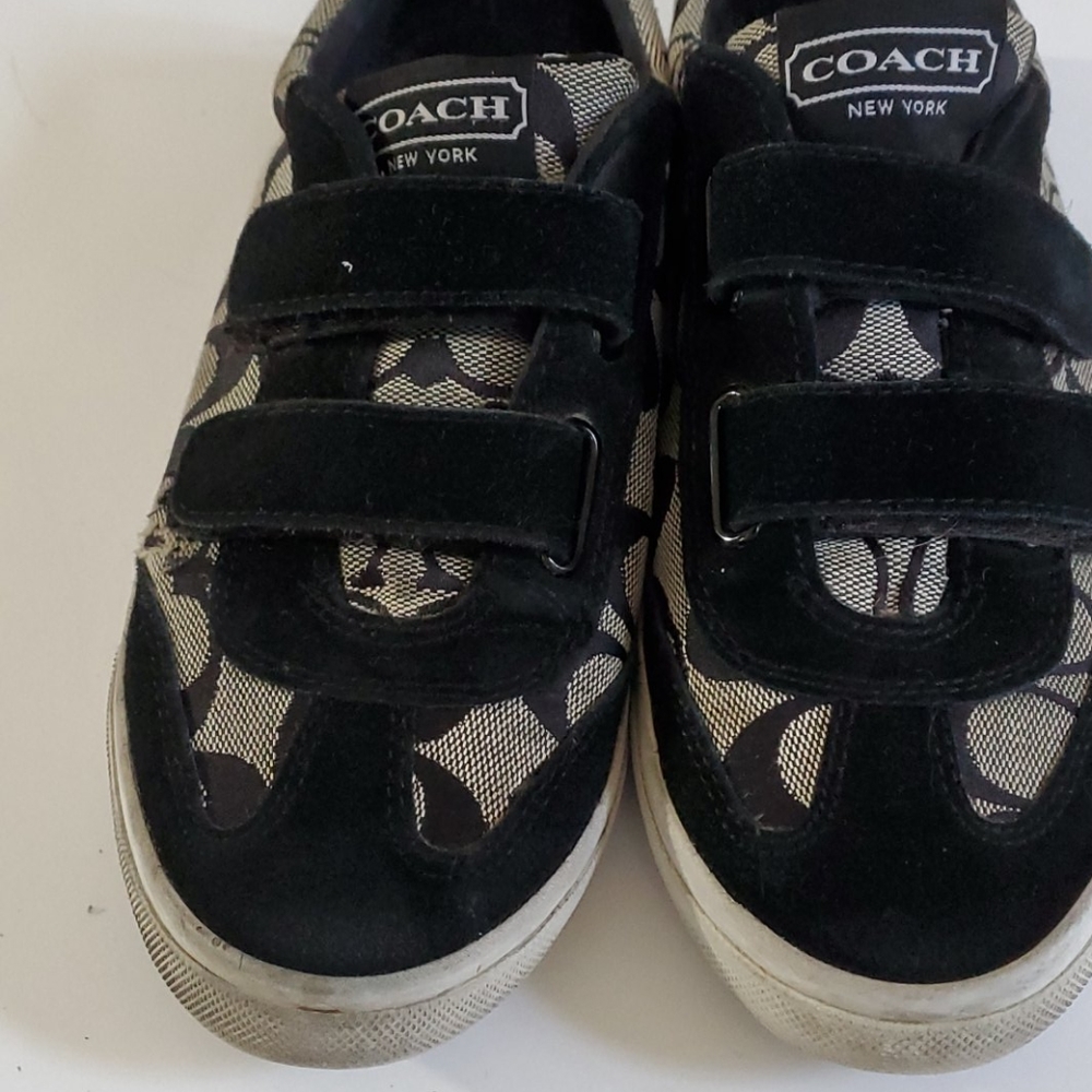 Coach Women's Black Signature Logo Velcro Sneakers - Picture 2 of 8